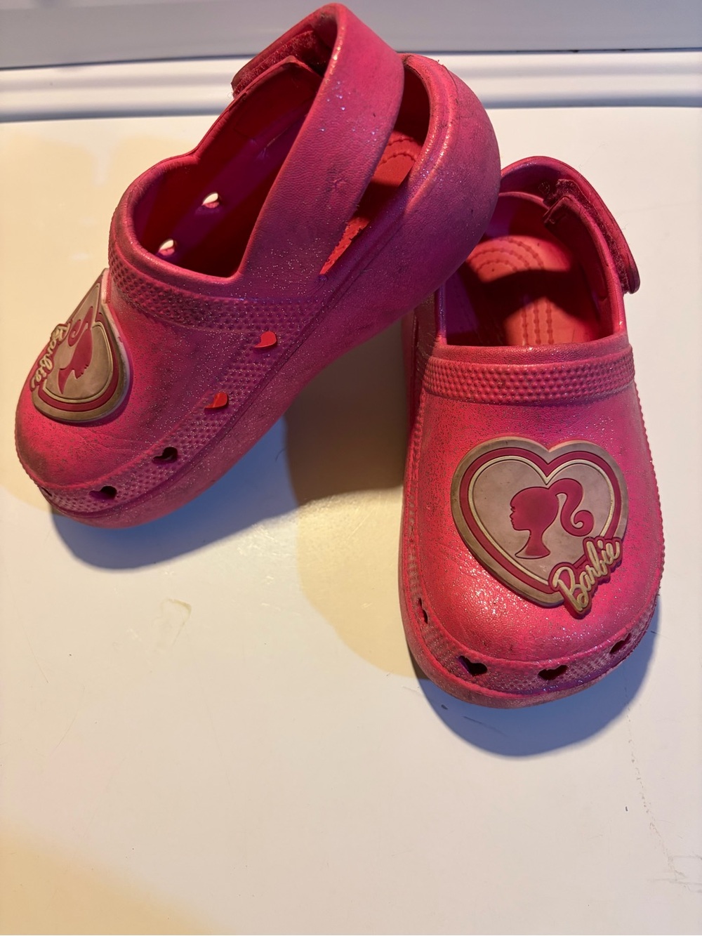 Barbie Hot Pink Kids Slip-On Sandals with Heart Logo